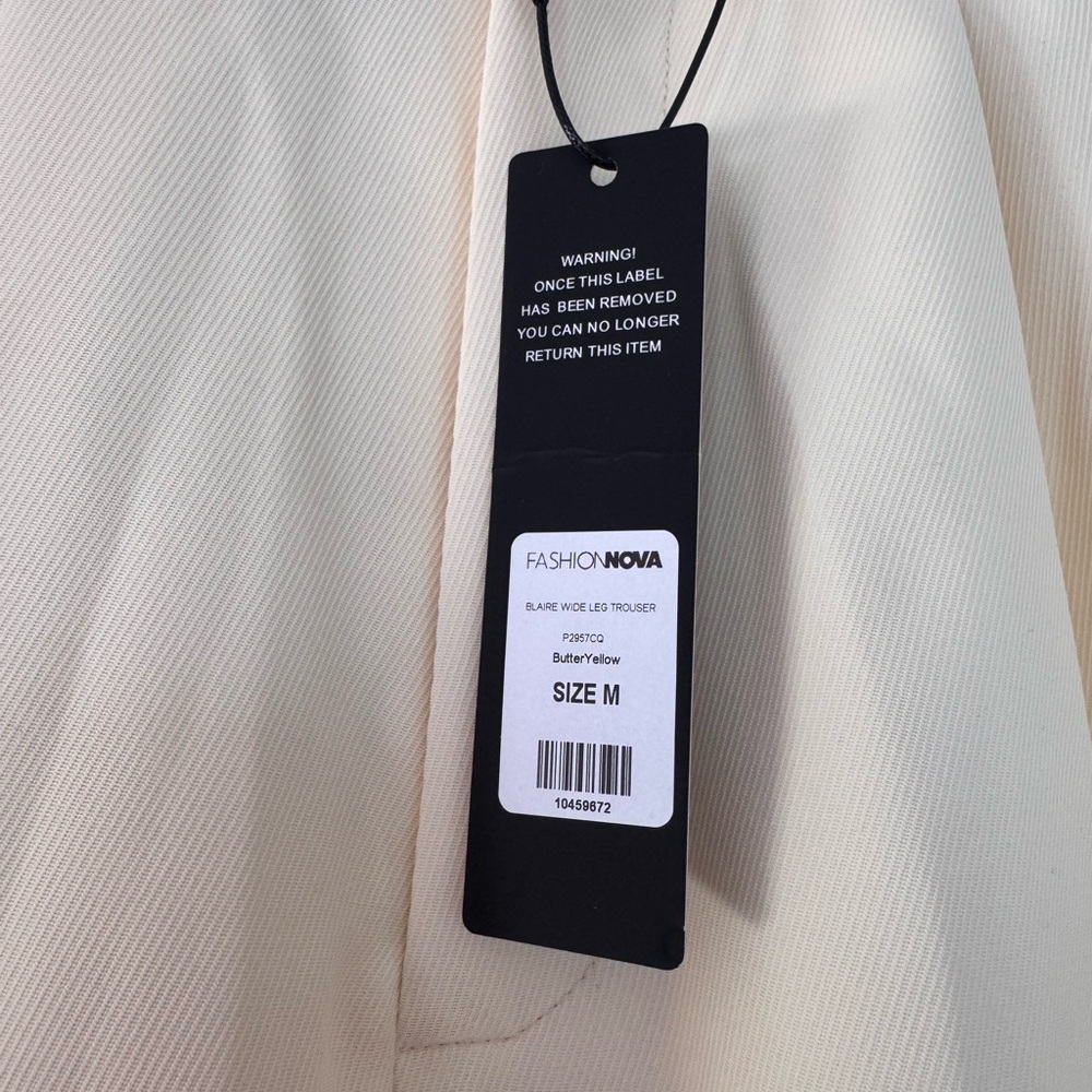NWT Fashion Nova butter yellow wide leg trousers - Picture 7 of 7